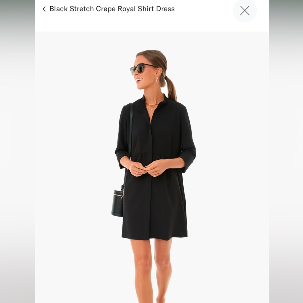 NWT Tuckernuck Black Stretch Crepe Royal Shirt Dress